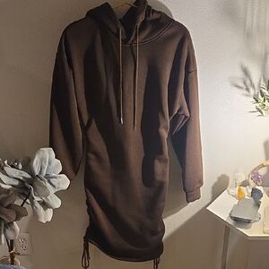 SHEIN Chocolate Brown Midi Dress with Hoodie